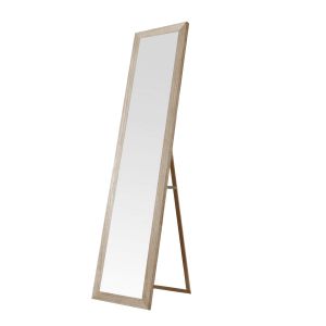 Espelho de pé de madeira nordico 140x35 cm moldura mdf pé ajustável