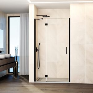 Resguardo de duche glass 109.5-115cm - fixo 40cm + porta 70cm - preto