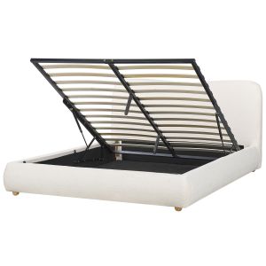 Sommier com arrumação blagnac bouclé branco creme 160 x 200 cm