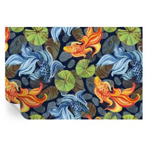Papel de parede vinílico padrões de peixe 104x152 tulup