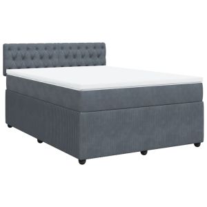 vidaXL cama box spring con colchón terciopelo gris oscuro 140x200 cm