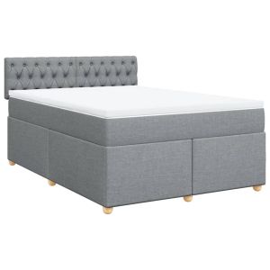 vidaXL cama box spring con colchón tela gris claro 140x190 cm