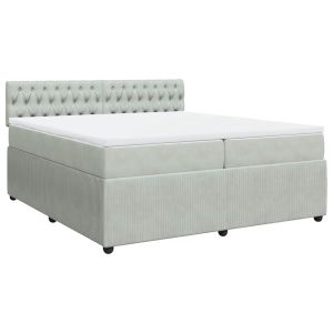 vidaXL cama box spring con colchón terciopelo gris claro 200x200 cm