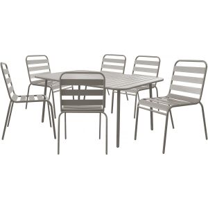 Conjunto de mobiliário de jardim em metal "bilbao" - 6 lugares - taupe