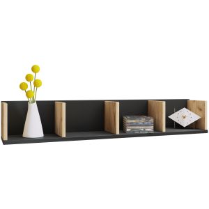 Estantería honsa negro / roble de miel al. 15 x an. 97 x p. 17 cm