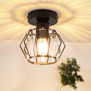 Nettlife luminária de teto moderna de cristal preto E27 lâmpada de cozinha