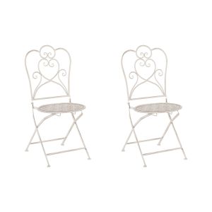 Conjunto de 2 cadeiras de jardim trieste dobrável metal creme claro