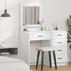 Mesa de maquiagem com luzes LED brancas 50x41x135 cm wf658906