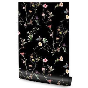 Papel de parede para sala de estar papillons flores coloridas