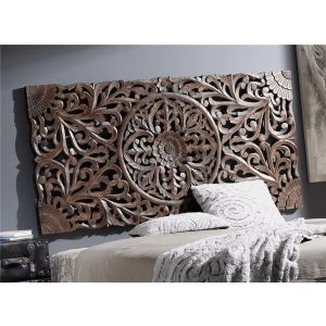 Cabeceira/painel de madeira entalhada marrom, 160x80 cm. 160x80x5 cm