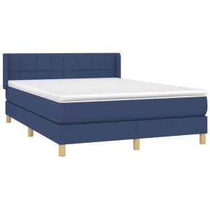 vidaXL cama box spring con colchón tela azul 140x190 cm