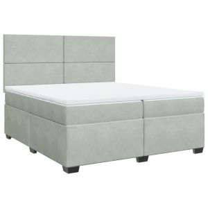 vidaXL cama box spring con colchón terciopelo gris claro 200x200 cm