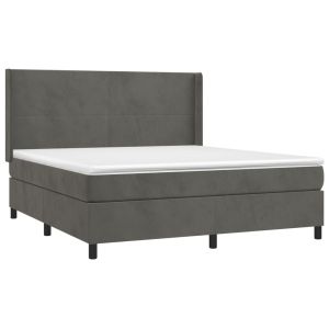 vidaXL cama box spring con colchón terciopelo gris oscuro 160x200 cm