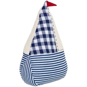 Batente de porta barco de aLGodão azul 17x8x24 cm