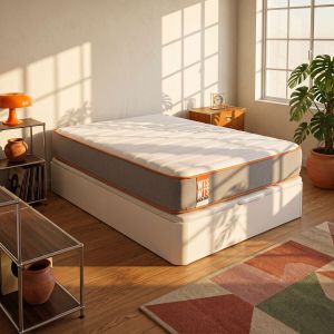 Colchão 150x190cm e sommier com arrumação wts rock branco 26cm montagem