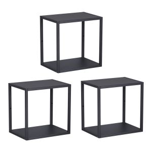 Conjunto de 3 prateleiras de parede em cubo nostened metal preto [en.casa]
