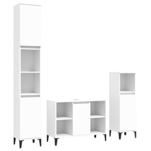 3 pcs conjunto móveis casa de banho derivados de madeira branco