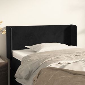 Cabeceira de cama c/ abas veludo 93x16x78/88 cm preto ptob4266