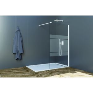 Divisória fixa de duche screen branco decorado 86,5-88cm