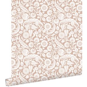 Estahome papel de parede padrão floral rosa terracota 53 cm x 10.05 m