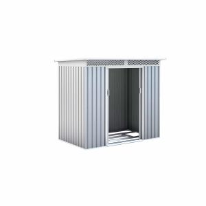 Abrigo de jardim em metal 142x213x184 cm (3 m²) kingston prateado