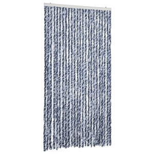Cortina anti-insetos 100x200 cm chenille azul e branco