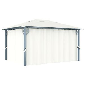 Pérgola 4x3m com cortina e rede mosquiteira com estrutura em aluminio - cre