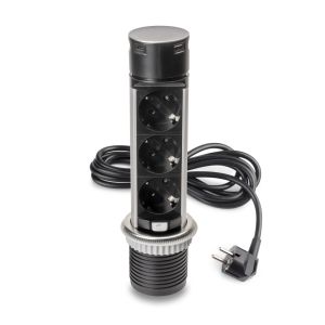 Emuca multiconector vertikal push 60 amovível, diâmetro 60 mm, 3 fichas