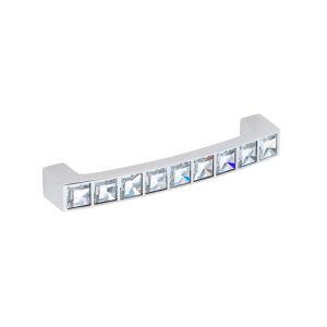 Puxador para mobiliário, zamac e cristal, dist  centros  96 mm lote  25