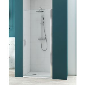 Ecrã de duche frontal de perfil branco transparente de 85 cm