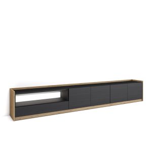 Móvel de tv, 310x37x50cm, preto e carvalho, LED rf4909