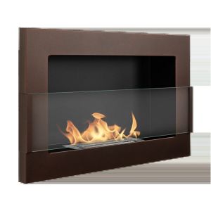 Lareira bioetanol castanha 65x40 cm com vidro