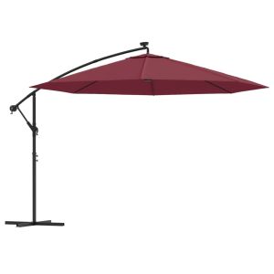 Parasol deslocado - helloshop26 - 350 cm - bordô - 24 LED - poste em metal