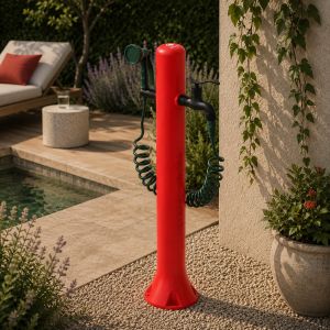 Fonte vermelha com canhão de jardim sined fontana acqua pro rossa