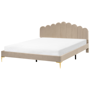 Cama veludo sauvian 180 x 200 cm taupe