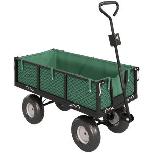 Carro de jardim 105x51x54 cm aço, tecido oxford color verde Outsunny