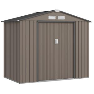 Abrigo de ferramenta 213x130x185 cm aço galvanizado e pp color marrón