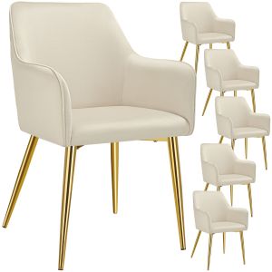 6 cadeiras de sala de jantar, aspecto aterciopelado, apoio de braços, bege