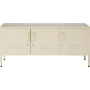Tectake aparador metálico em aço com prateleiras, 120x37,5x55,5 cm, creme