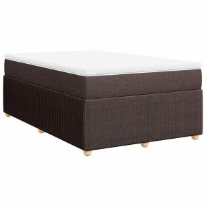 vidaXL cama box spring con colchón tela marrón oscuro 120x200 cm