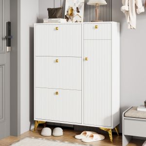 Sapateira com 3 basculantes 1 gaveta 1 porta branco 121x90x25cm