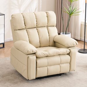 Poltrona reclinável elétrica com levantar, massagem e aquecimento, bege