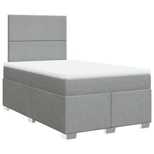 vidaXL cama box spring con colchón tela gris claro 120x200 cm