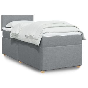 vidaXL cama box spring con colchón tela gris claro 100x200 cm