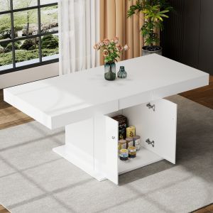 Mesa de jantar extensível branca com arrumação 76x140x80cm