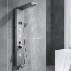 Coluna de ducha de hidromassagem em painel de ducha de aço inoxidável com 5