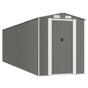 Abrigo de jardim 192x689x223 cm aço galvanizado cinzento-claro