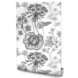 Papel de parede folhas da natureza em preto e branco para quarto