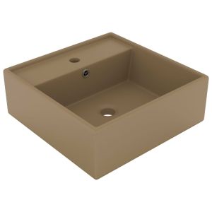 Lavatório luxuoso quadrado 41x41 cm cerâmica creme mate pt1832