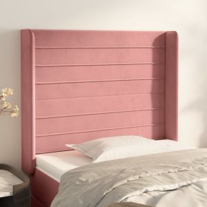 Cabeceira cama c/ abas veludo 103x16x118/128 cm rosa ptob2959